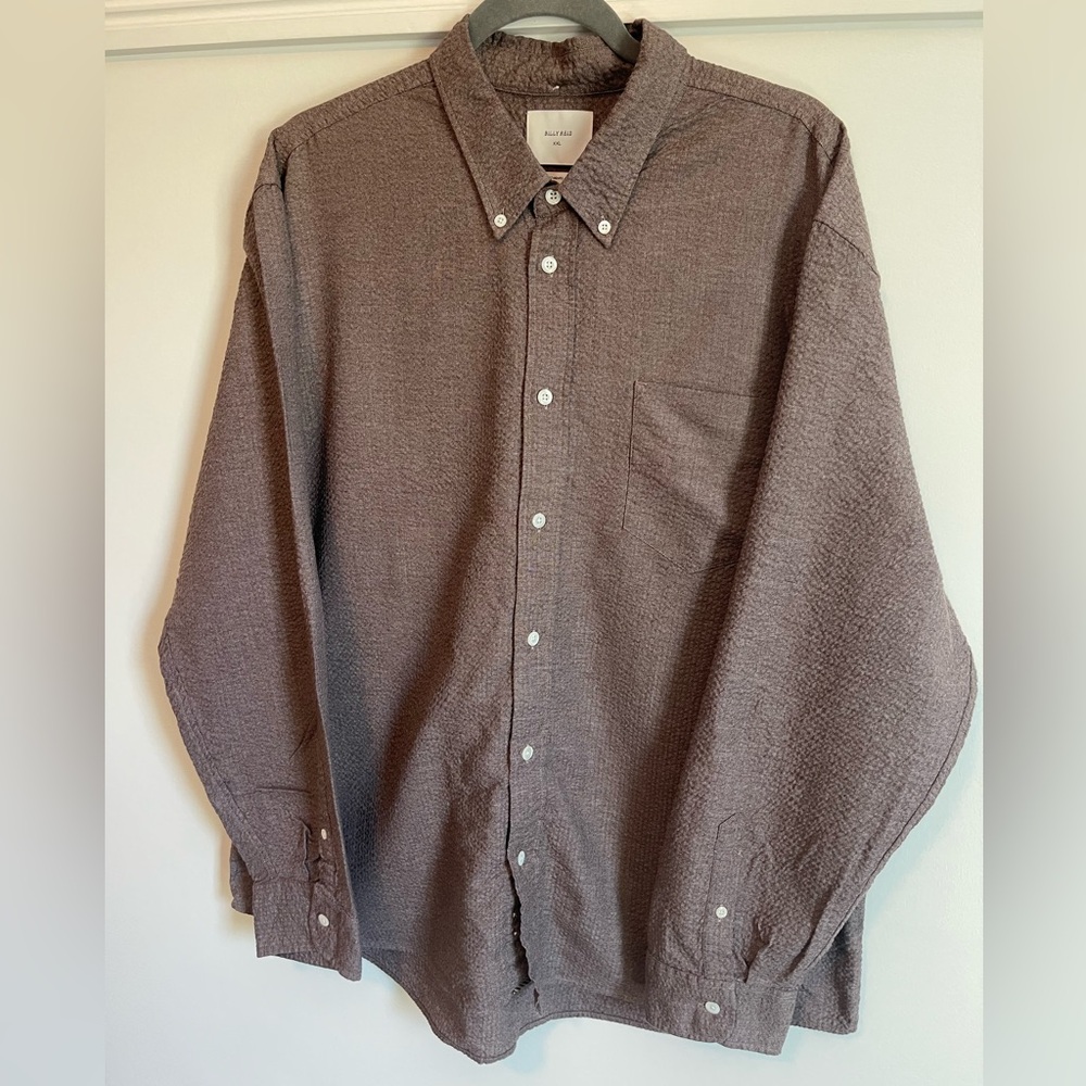 Billy Reid Brown Casual Button Down Shirt with Classic Collar